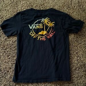 Youth Vans Navy Tee with Sunset Palm Design Size 10/12